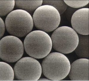 Polystyrene, silica, poly (lactic acid) particles